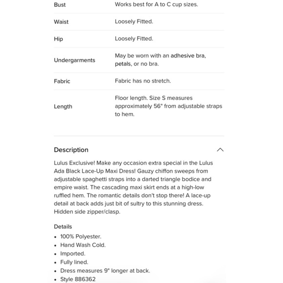 Lulus ‘Ada’ Back Lace Up Black Maxi Dress Size XL New with tags! - Picture 4 of 4